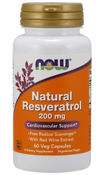 NOW Foods Natural Resveratrol with Red Wine Extract, 200mg – 60 caps