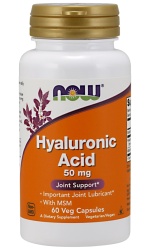 NOW Foods Hyaluronic Acid with MSM, 50mg – 60 caps