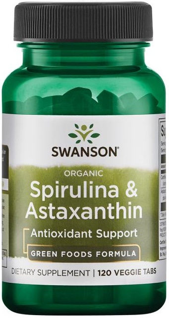 Swanson Spirulina & Astaxanthin, Organic (120 veggie tab)