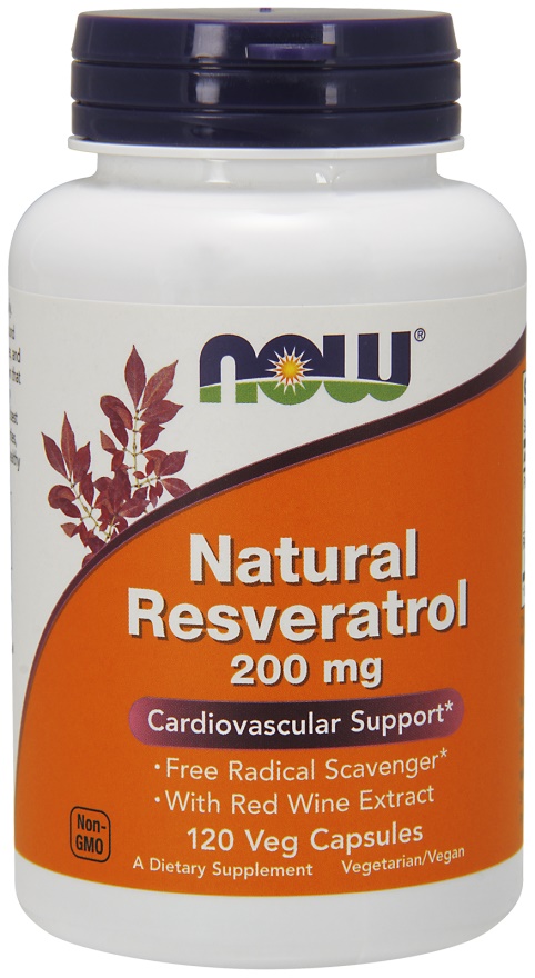 NOW Foods Natural Resveratrol with Red Wine Extract, 200mg (120 caps)